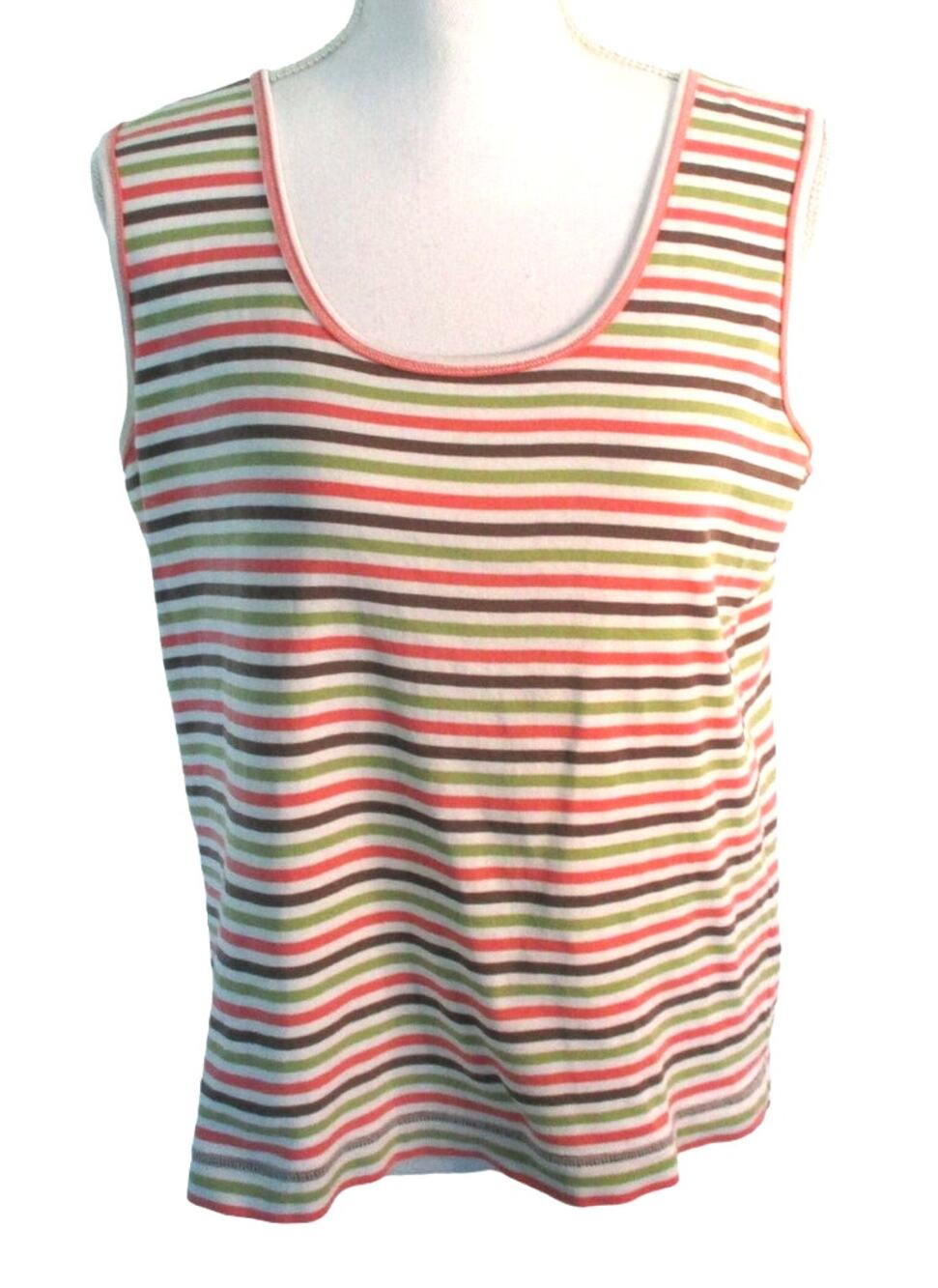 Northern Reflections Women's Sleeveless Multi Color Striped Tank Shirt Size Lg.